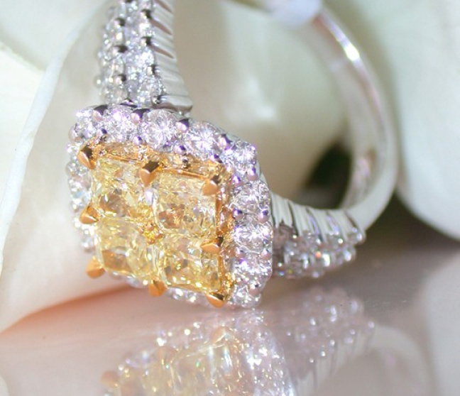Gelbe Diamanten Ring mit Brillanten