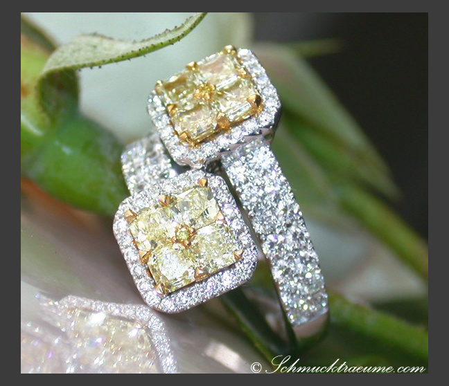 Gelbe Diamanten Ring mit Brillanten