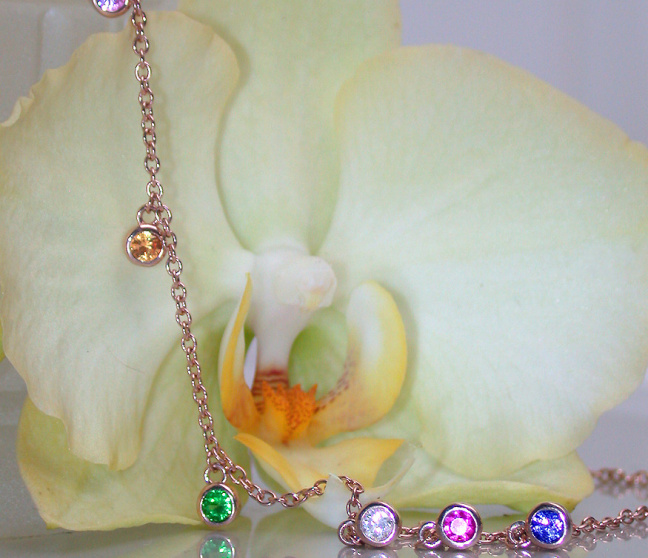 Multicolor Saphir Kette in Roségold