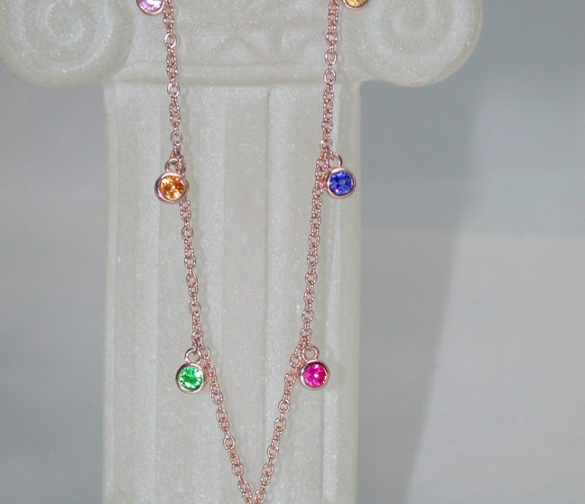 Multicolor Saphir Kette in Roségold