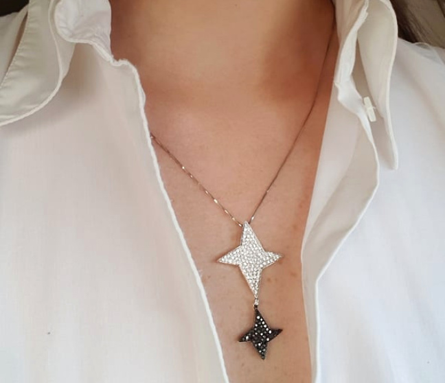 Stern Anhänger mit schwarzen Diamanten
