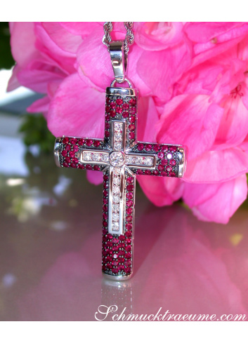 Magnificent Cross in Cross Pendant with Rubies