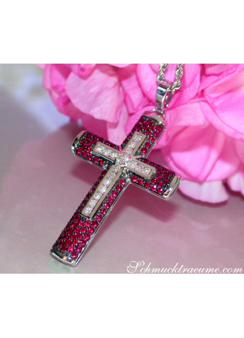 Magnificent Cross in Cross Pendant with Rubies