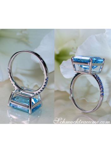 Blautopas Ring mit Saphiren