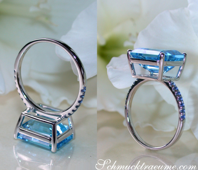 Blautopas Ring mit Saphiren