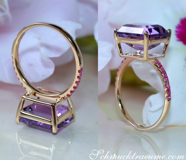 Amethyst Ring mit Rubinen