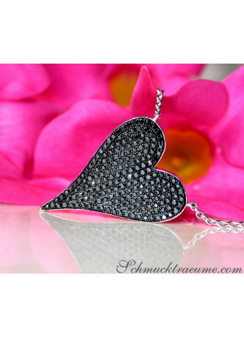 Schwarze Diamanten Halskette Herz
