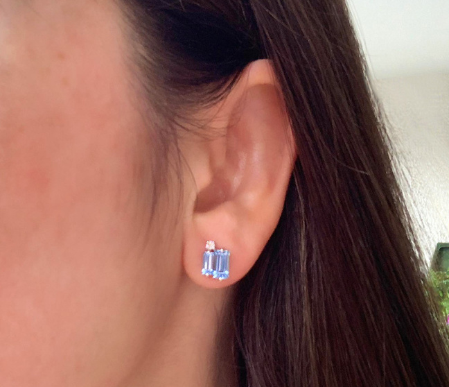 Blautopas Ohrstecker mit Diamanten Weißgold 585