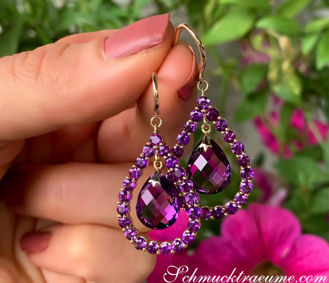 Amethyst Ohrringe Gelbgold 585