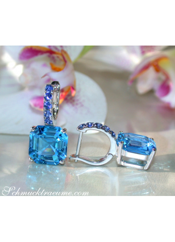 Select Blue Topaz Earrings with Sapphires