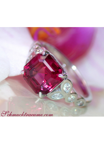 Exquisite Rhodolite Ring with Diamonds