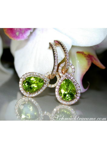 Convertible Peridot earrings with diamonds
