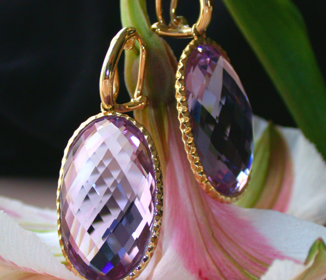 Amethyst Ohrringe in Gelbgold