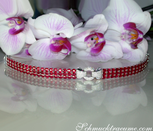 Rubin Armband mit Brillanten in Weißgold 750