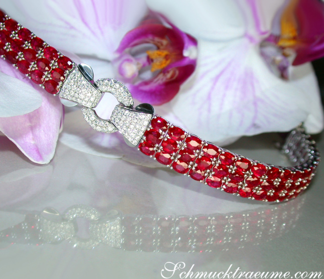 Rubin Armband mit Brillanten in Weißgold 750