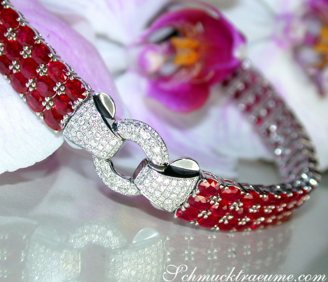 Rubin Armband mit Brillanten in Weißgold 750