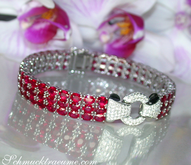 Rubin Armband mit Brillanten in Weißgold 750