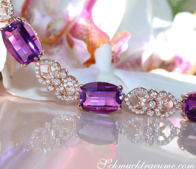 Amethyst Armband mit Diamanten Roségold 750