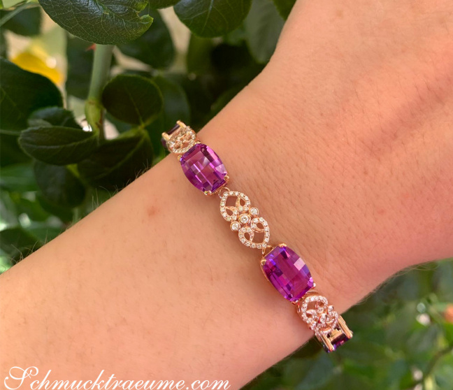 Amethyst Armband mit Diamanten Roségold 750