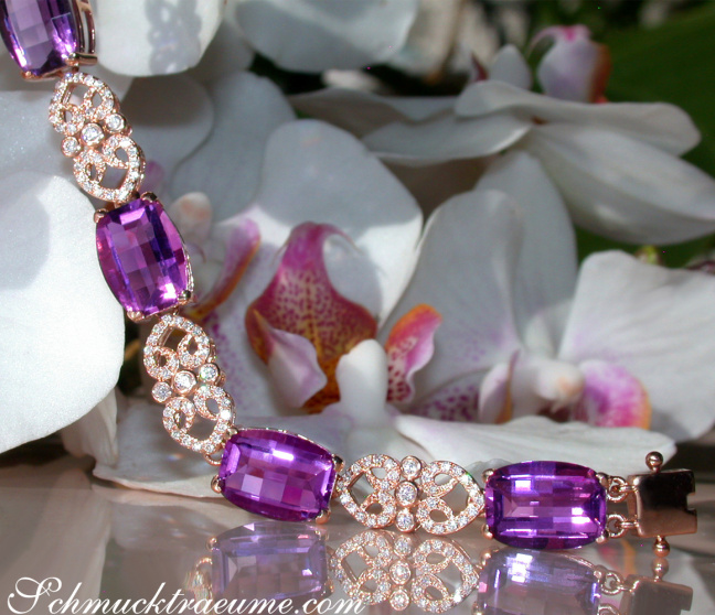 Amethyst Armband mit Diamanten Roségold 750