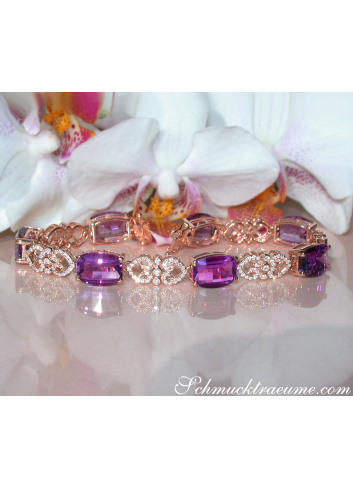 Prächtiges Amethyst Armband mit Diamanten im Art Déco Stil