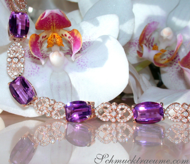 Amethyst Armband mit Diamanten Roségold 750