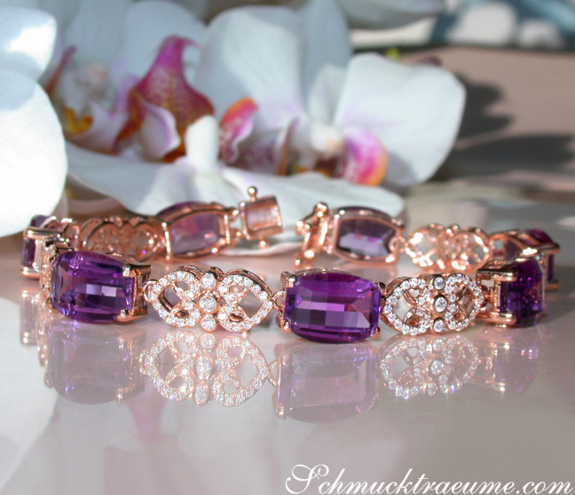 Amethyst Armband mit Diamanten Roségold 750