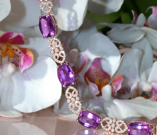 Amethyst Armband mit Diamanten Roségold 750