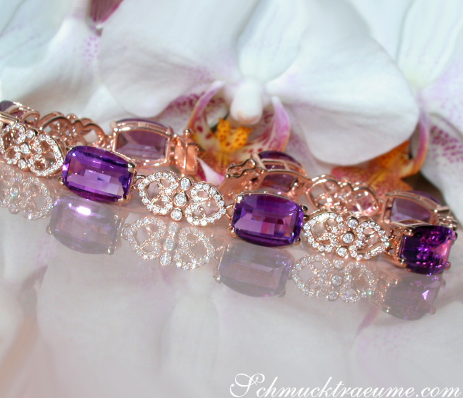 Amethyst Armband mit Diamanten Roségold 750