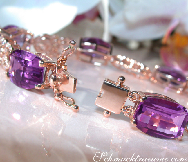 Amethyst Armband mit Diamanten Roségold 750