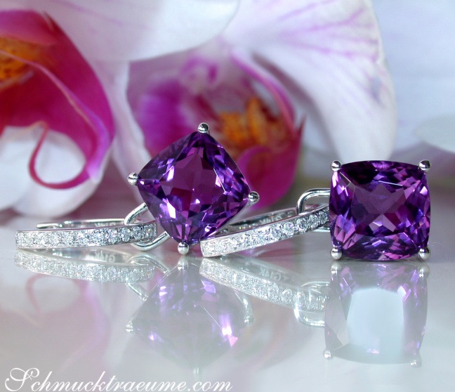 Wende Ohrringe mit Amethyst und Diamanten