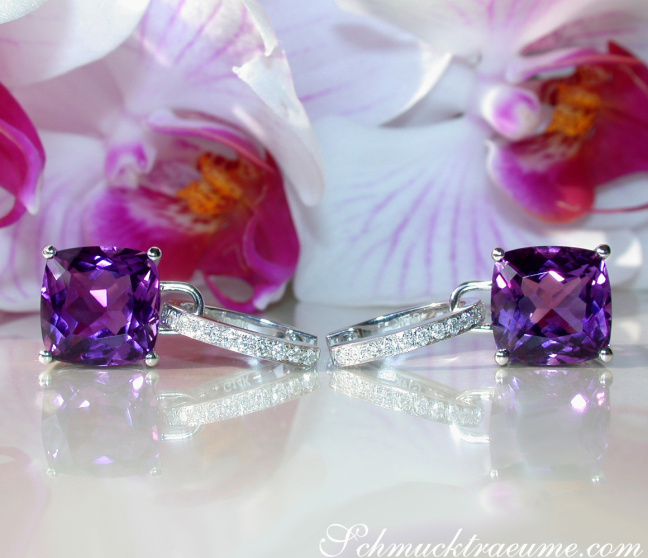 Wende Ohrringe mit Amethyst und Diamanten