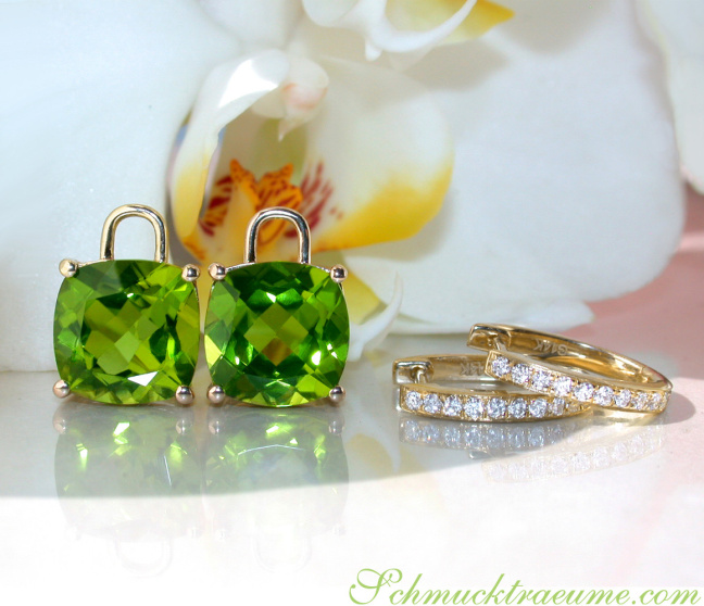 Wende Ohrringe mit Peridot und Diamanten