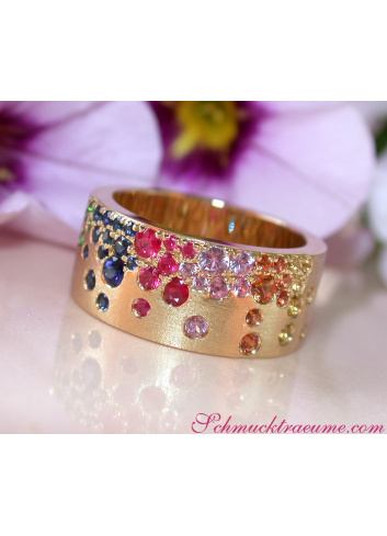 Magnificent Rainbow Sapphire Band (Starry Sky Style)