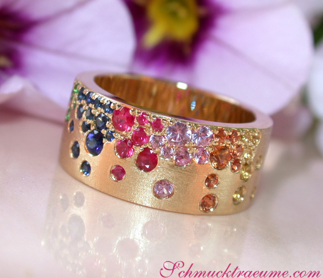 Multicolor Regenbogen Saphir Sternenhimmel Ring