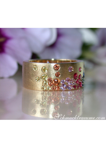 Magnificent Rainbow Sapphire Band (Starry Sky Style)
