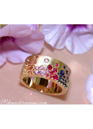 Magnificent Rainbow Sapphire Band (Starry Sky Style)