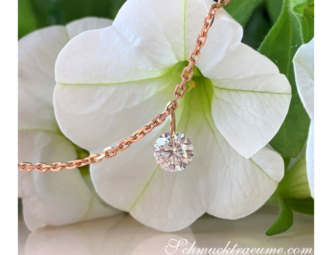 Delicate Solitaire Necklace "Floating Diamond"