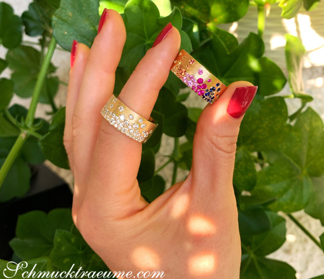Brillanten Sternenhimmel Ring Gelbgold 585
