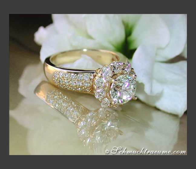 Diamant Verlobungsring (Solitär) in Gelbgold