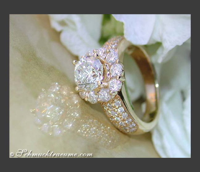 Diamant Verlobungsring (Solitär) in Gelbgold