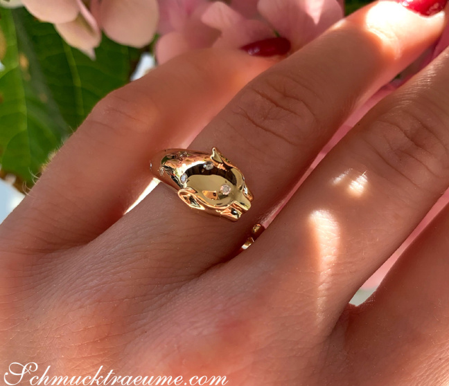Attraktiver Brillanten Panther Ring in Gelbgold 750
