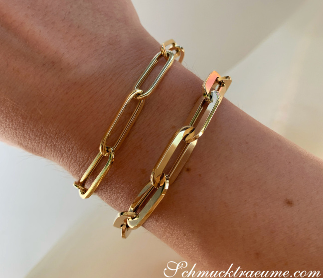 Paperclip Glieder Armband in Gelbgold 585