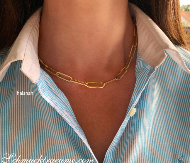 Paperclip Halskette / Collier in Gelbgold 585