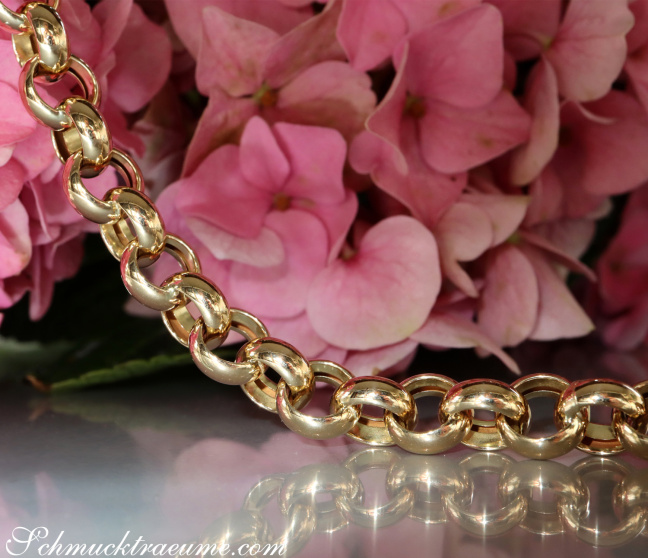 Breite Erbs Kette / Collier in Gelbgold 585