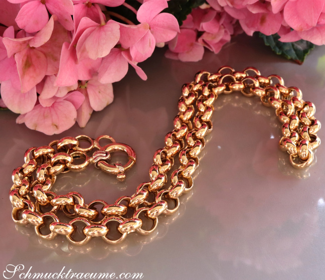 Breite Erbs Kette / Collier in Gelbgold 585