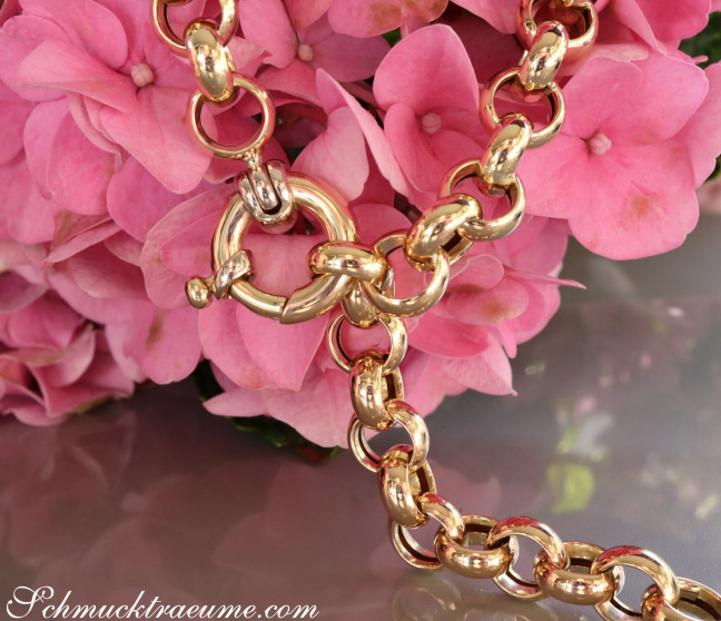 Breite Erbs Kette / Collier in Gelbgold 585