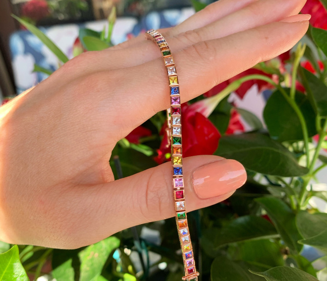 Multicolor Regenbogen Saphir Armband