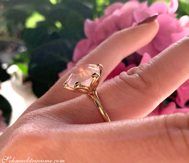 Rosenquarz Ring in Roségold 750