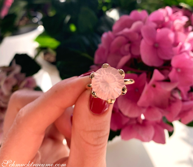 Rosenquarz Ring in Roségold 750